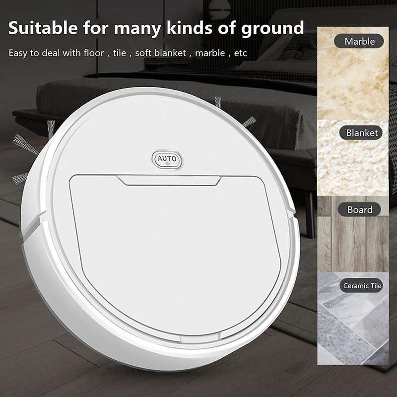 3 In 1 Smart Broom Robot Vacuum Cleaner Lazy Sweeper Robot ,white B