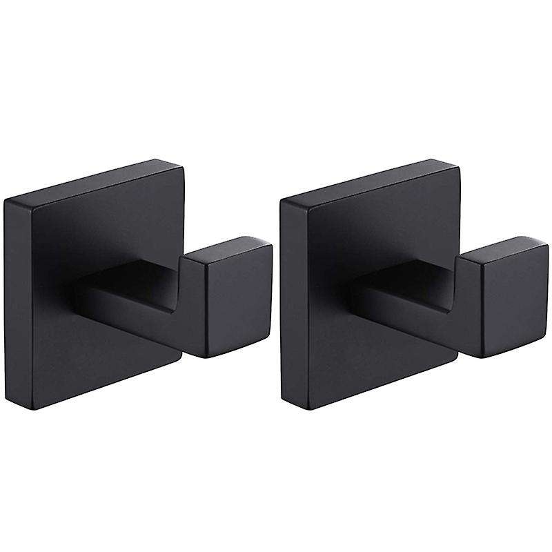2 Pack Matte Black Stainless Steel Bathroom Rust Proof Towel Hook