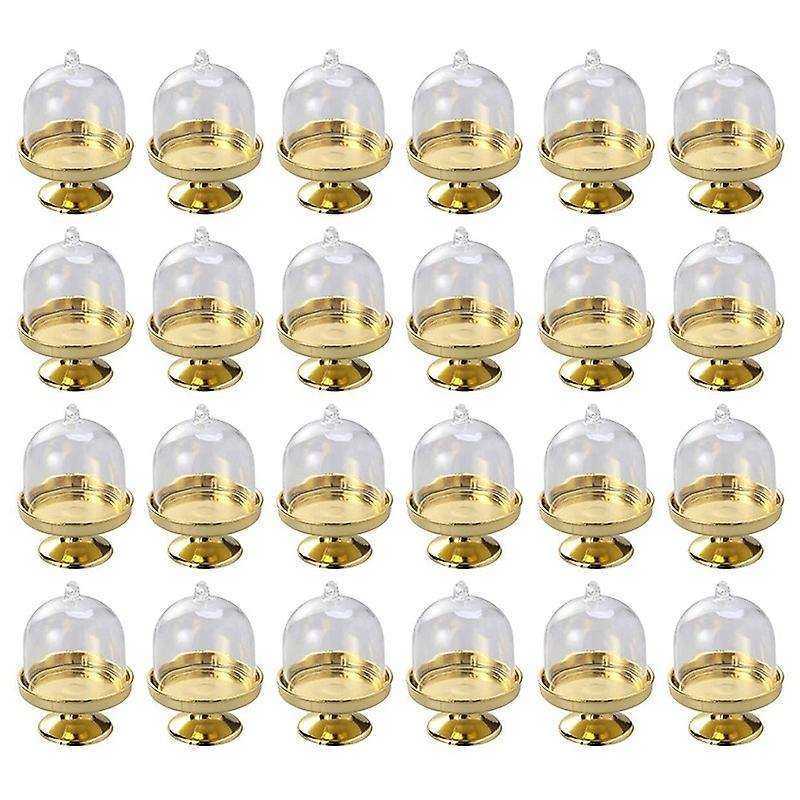 Golden Cake Pan with Stand and Dome Cover, 24 Single Cup Stand