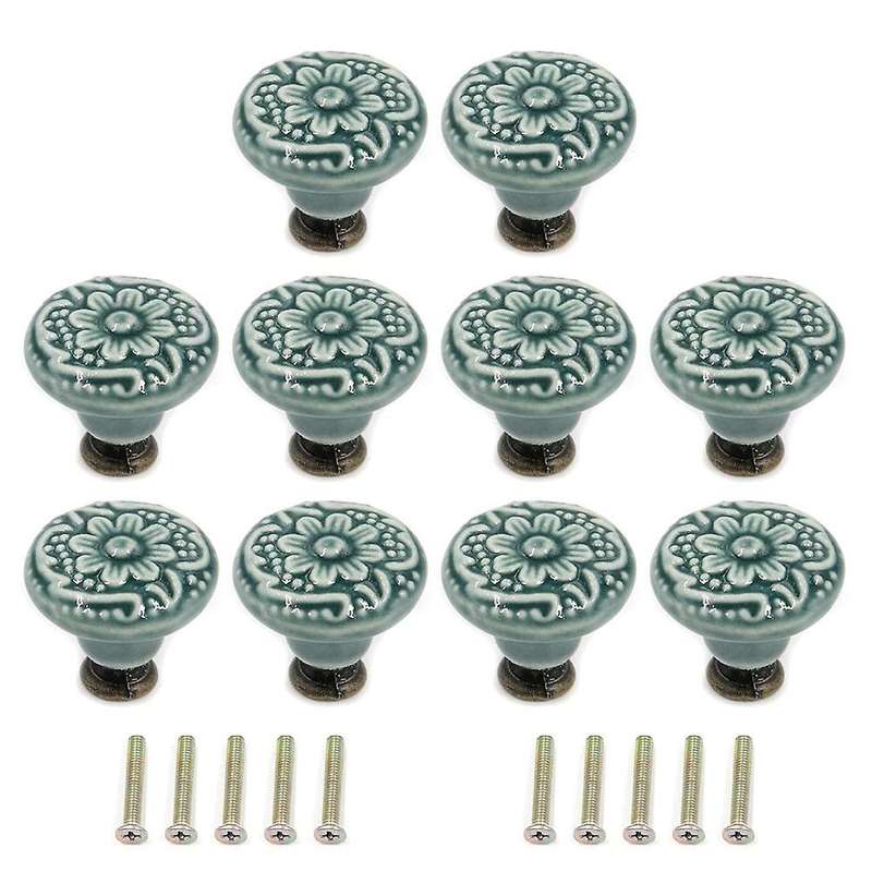 10pcs Decorative Knob Ceramic Knobs Pull Tool with Mounting Screws