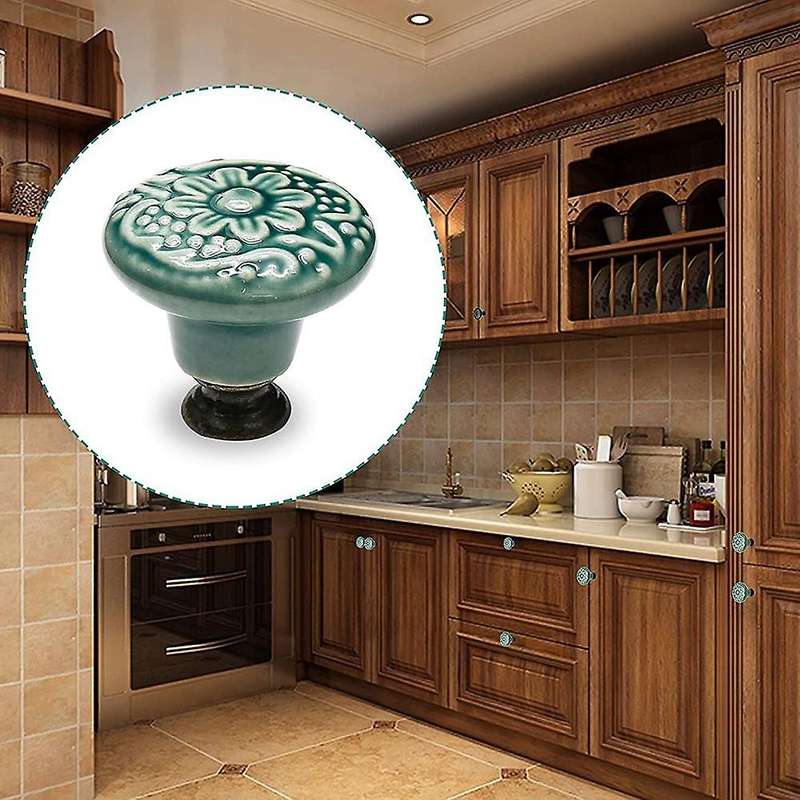 10pcs Decorative Knob Ceramic Knobs Pull Tool with Mounting Screws