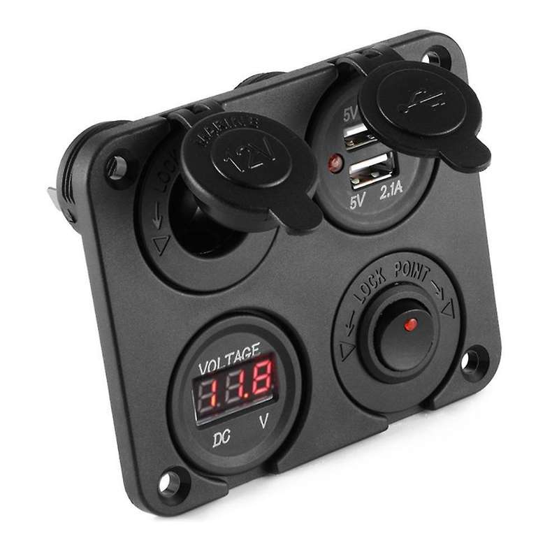 Dc 12v-24v Car Boat Socket Dual Usb Charger Voltmeter Switch Panel