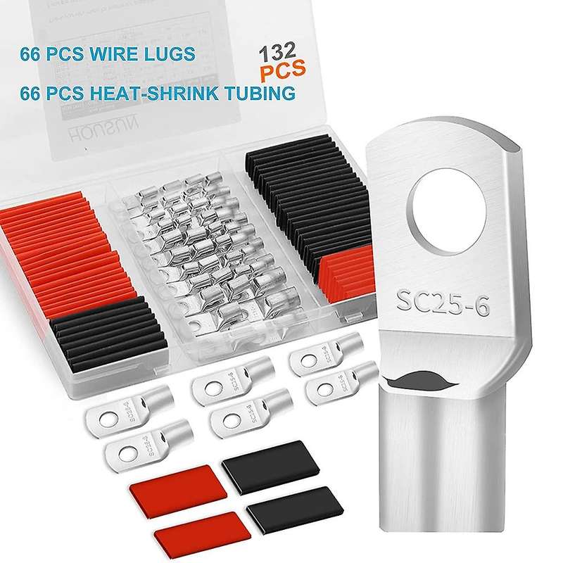 132pcs Battery Terminal Connectors,4 6 8 10 Gauge Wire Connectors
