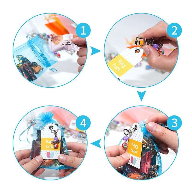 24pc Easter Decorations Rabbit Shape Guardian Angel Keychain Handmade