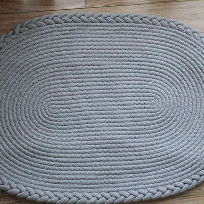 Simple Japanese Style Jute Floor Mat Bathroom Water Absorbent Mat(c)