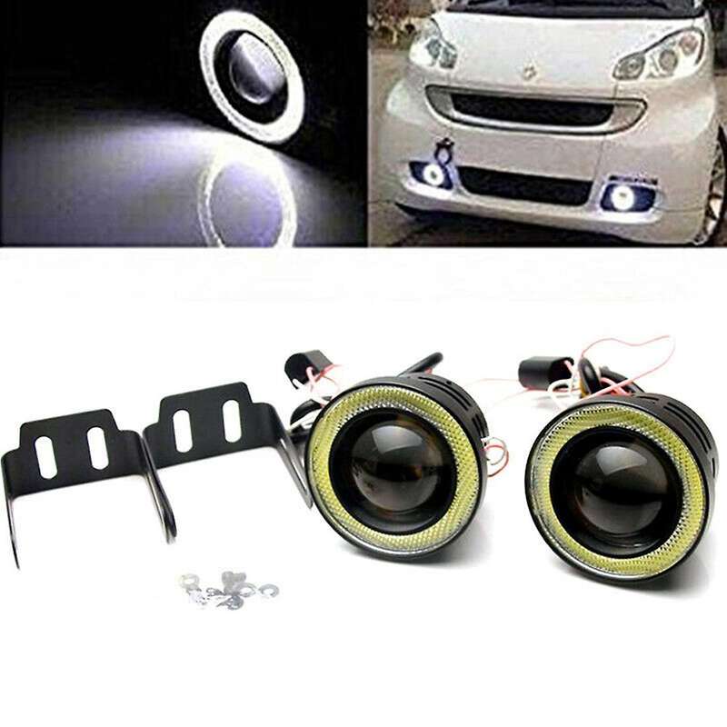 Universal 3 Inch Cob Led Drl Round Driving Lights White+yellow 2pcs