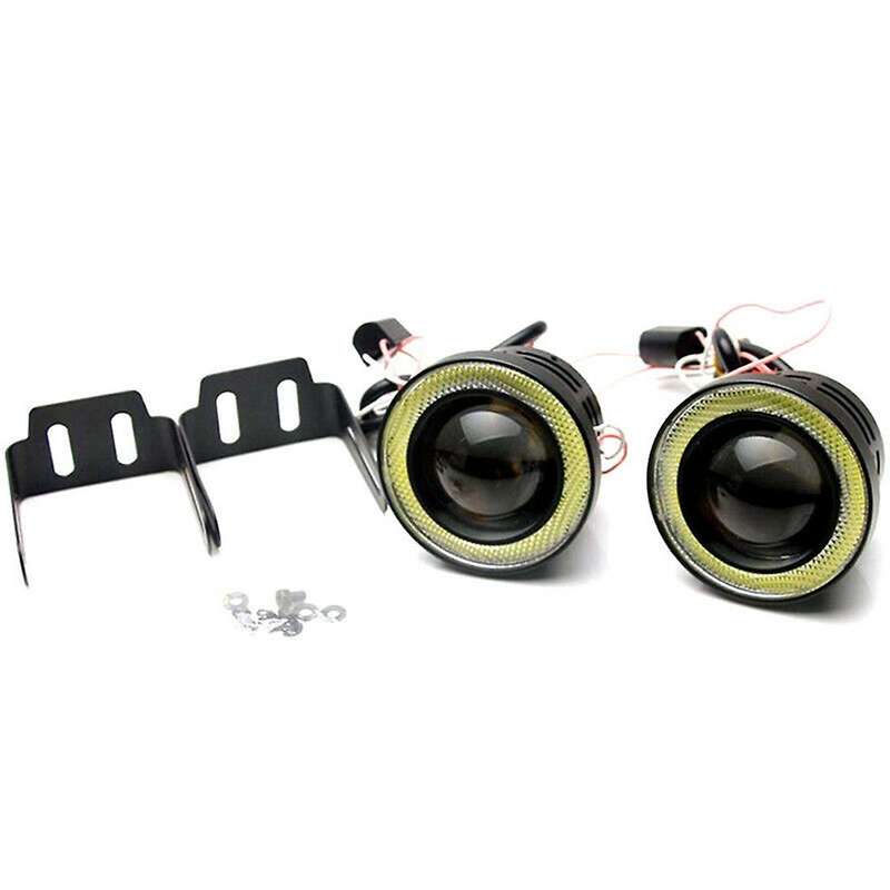 Universal 3 Inch Cob Led Drl Round Driving Lights White+yellow 2pcs