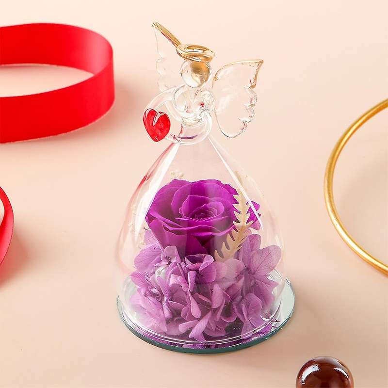 Gift for Girlfriend Forever Rose In Angel Glass Cover Gifts(red)