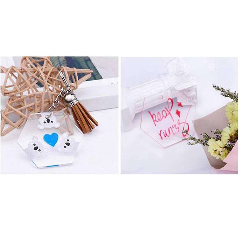 120pcs Acrylic Clear Keychain Set Acrylic Keychain Blank Leather