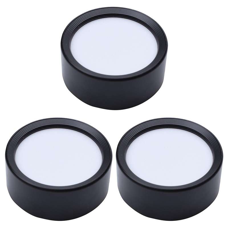 3x Round Surface Mounted Led Downlight 4000k 5w Black Shell