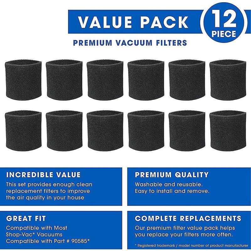 Foam Sleeve Vacuum Filter for Shop Vac 90304, Wet Dry Vacuum Cleaner