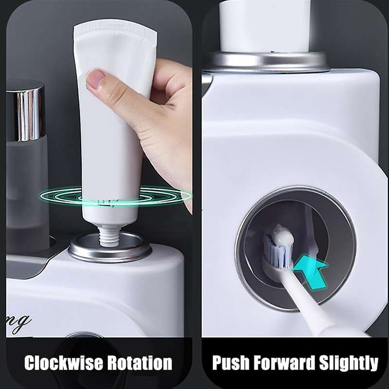 Hanging Toothbrush Holder Automatic Toothpaste Squeezer (white Gold)