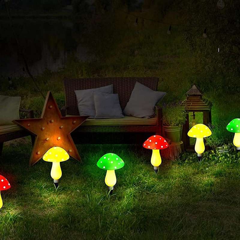 Outdoor Mushroom Stake Solar Lights for Garden Decorations A
