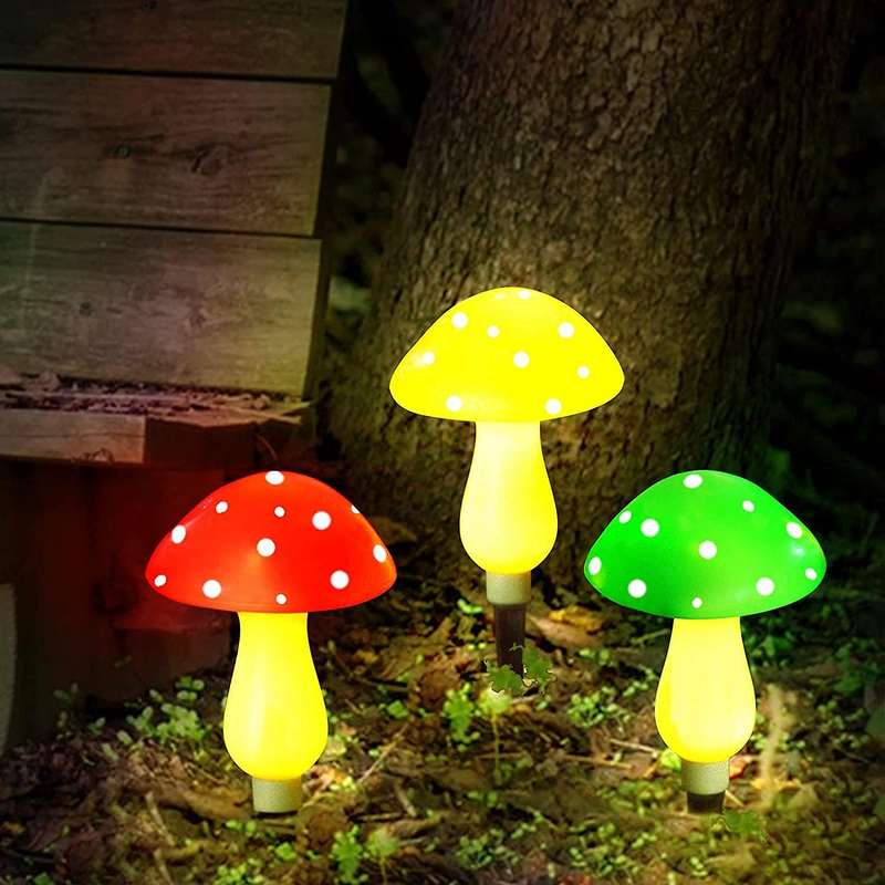 Outdoor Mushroom Stake Solar Lights for Garden Decorations A