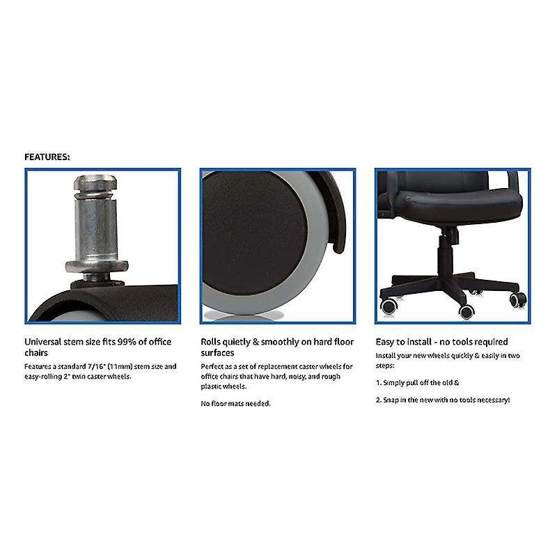 5pcs Universal Mute Caster 25kg Wheel 2inch Office Chair 360 Degree