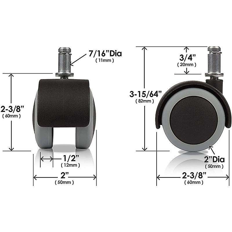 5pcs Universal Mute Caster 25kg Wheel 2inch Office Chair 360 Degree