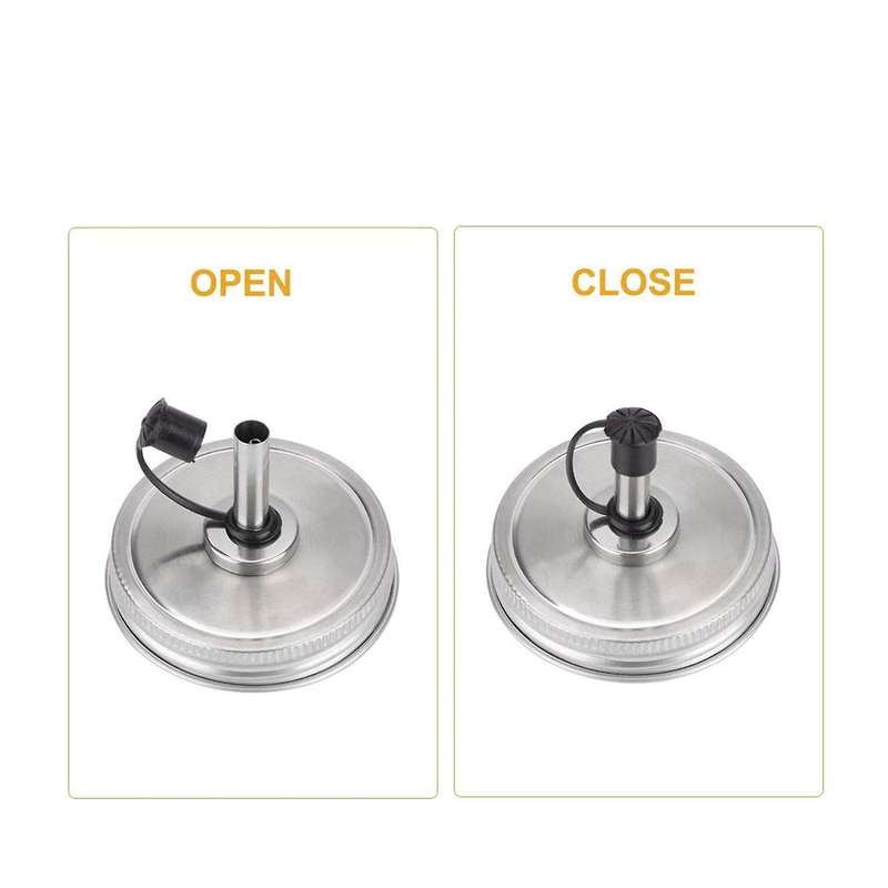 6pcs Regular Mouth Mason Jar Pour Spout Lids with Plastic Caps