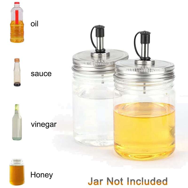 6pcs Regular Mouth Mason Jar Pour Spout Lids with Plastic Caps