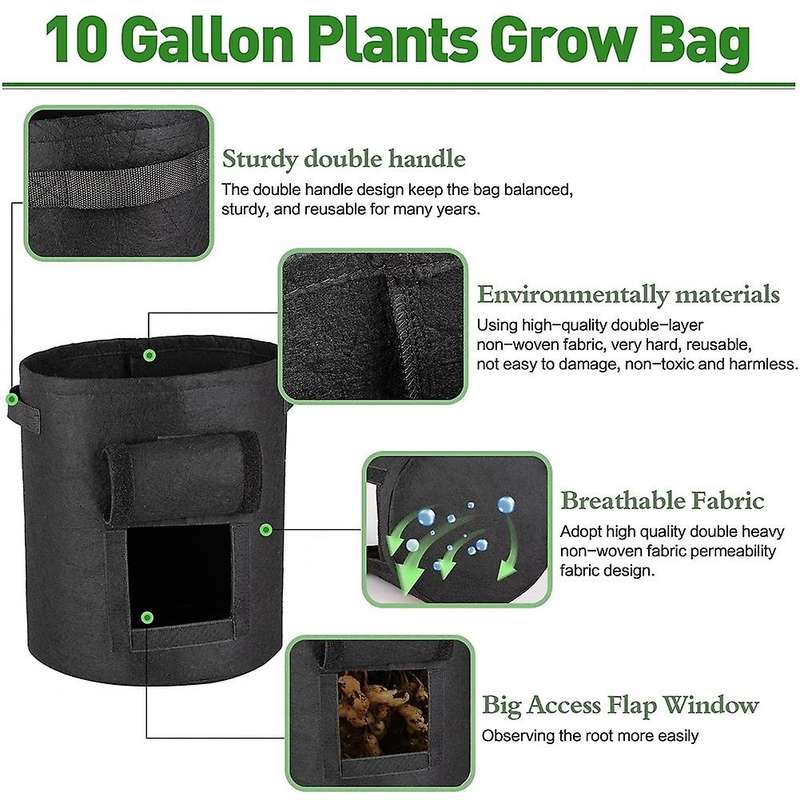 3packs 10 Gallon Plant Grow Bags with Breathable and Two Handles