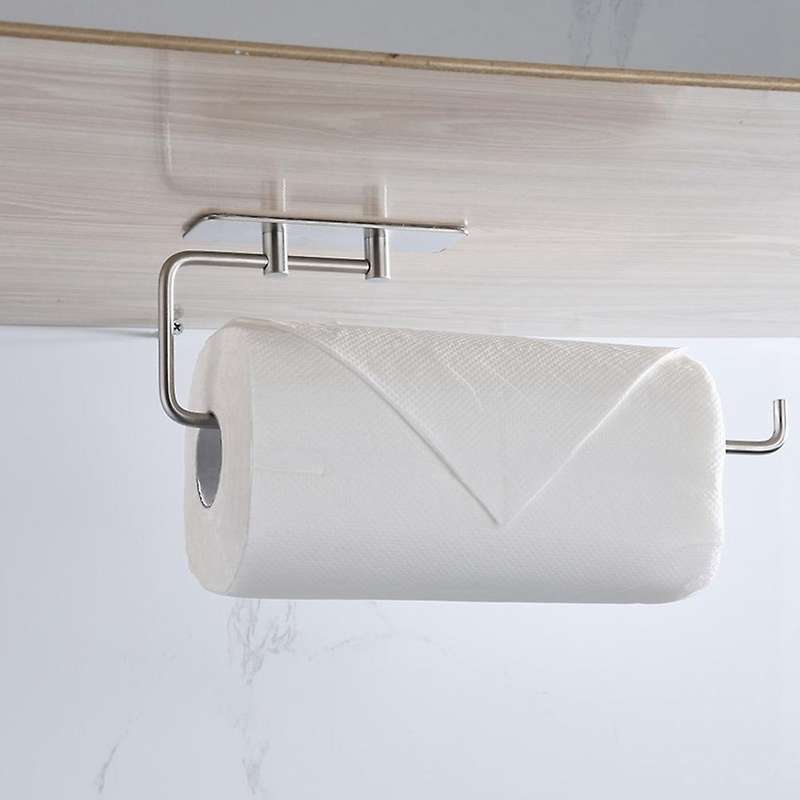 Kitchen No Drilling Paper Roll Holder Towel Storage Rack,silver