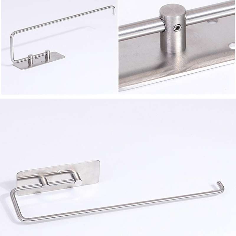 Kitchen No Drilling Paper Roll Holder Towel Storage Rack,silver