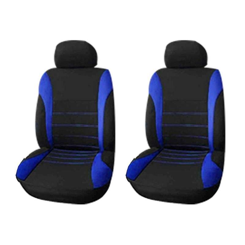 Front Car Seat Covers Front Airbag Ready , 2-piece Set(black + Blue)