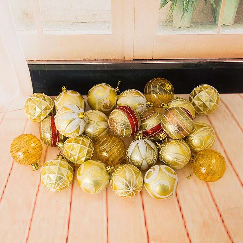 Christmas Tree Decorations 6cm 24 Buckets Of Painted Balls Red Gold