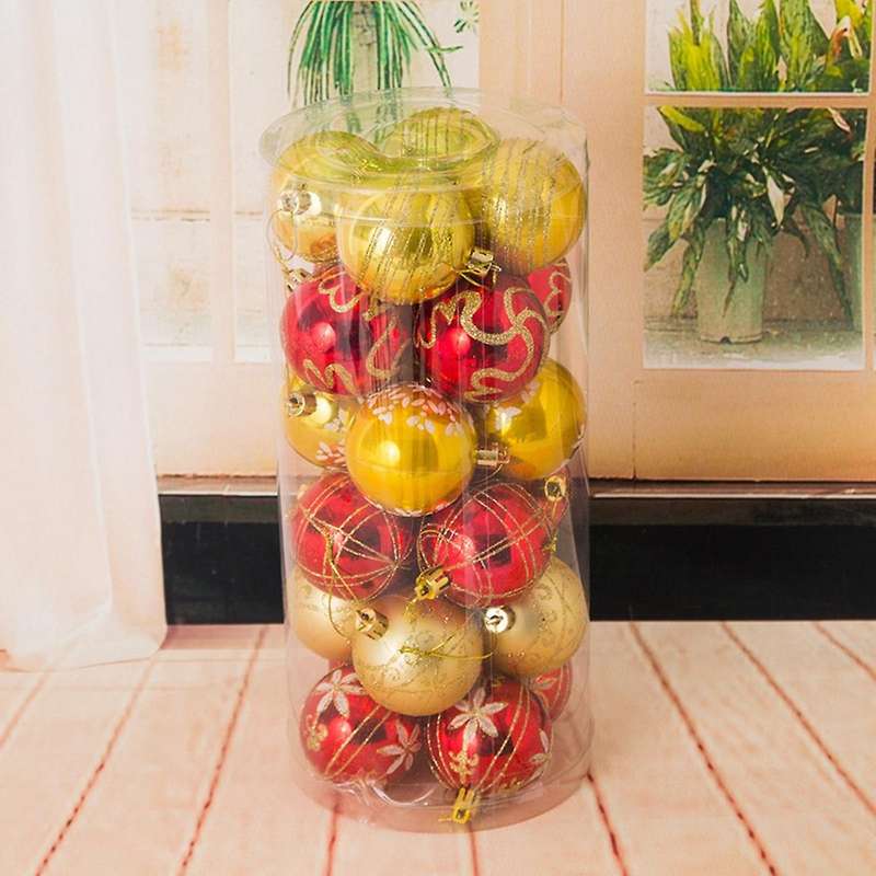 Christmas Tree Decorations 6cm 24 Buckets Of Painted Balls Red Gold