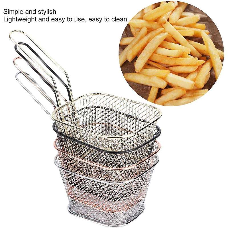 4pcs/set Frying Basket Stainless Steel Square Fried Food Filter Net