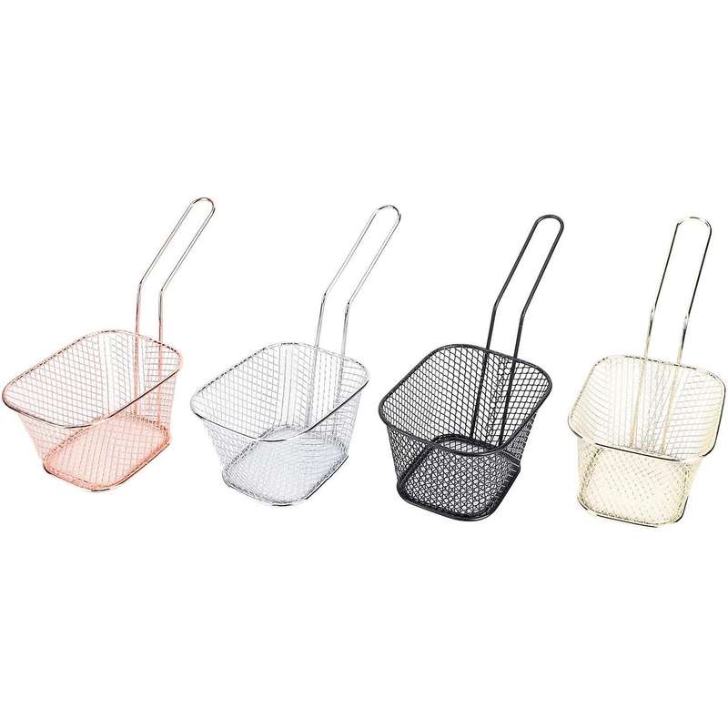 4pcs/set Frying Basket Stainless Steel Square Fried Food Filter Net