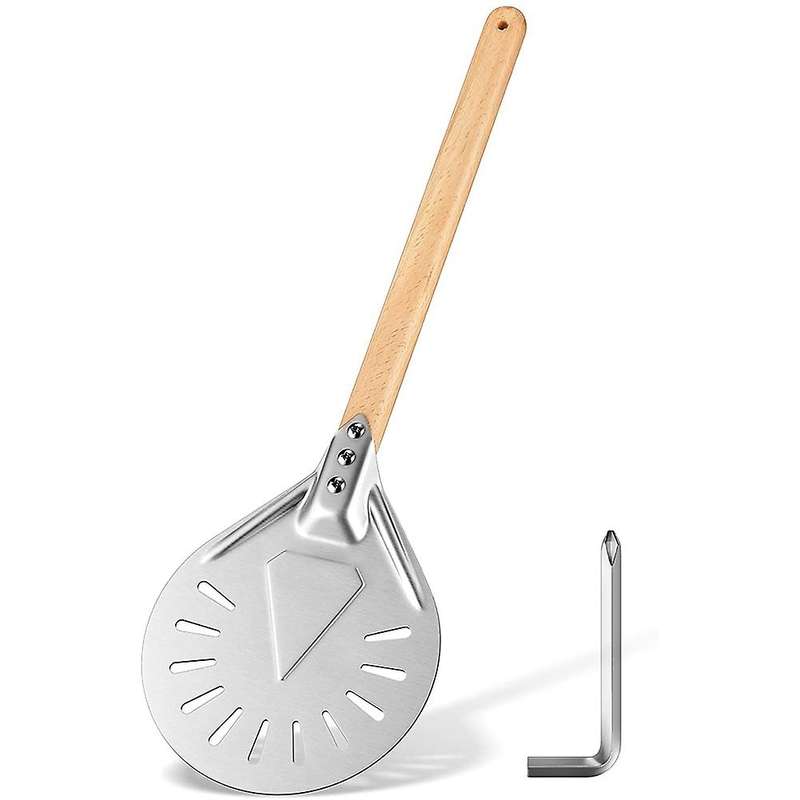 Aluminum Pizza Peel and Detachable Wooden Handle Pizza Paddle A