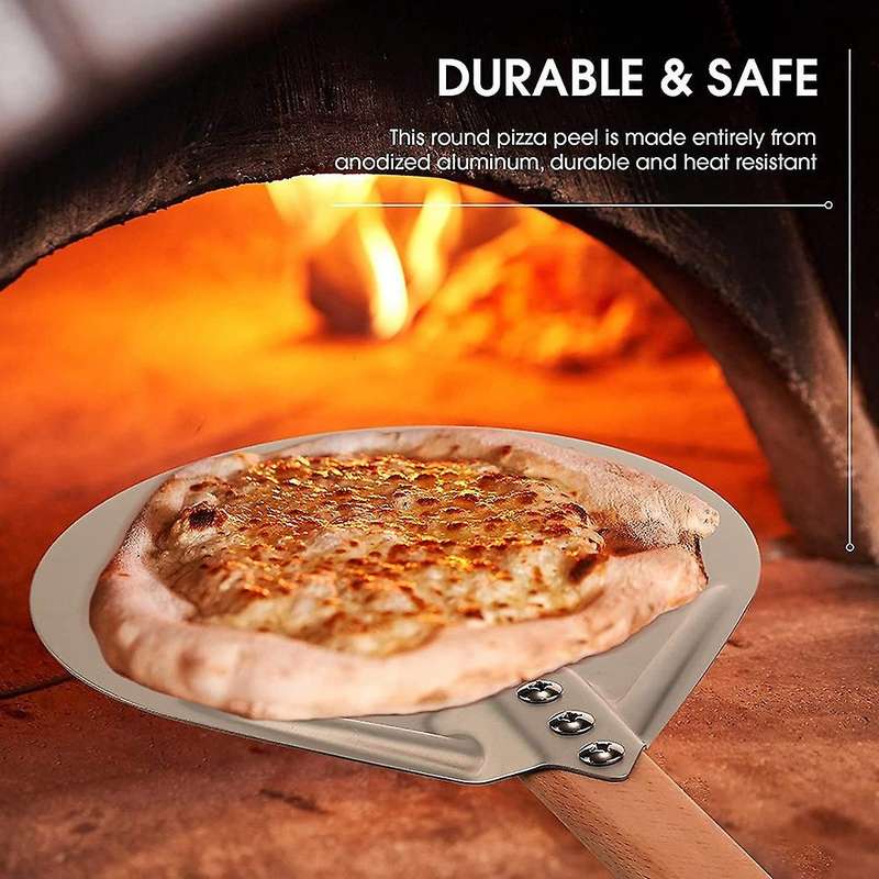 Aluminum Pizza Peel and Detachable Wooden Handle Pizza Paddle A