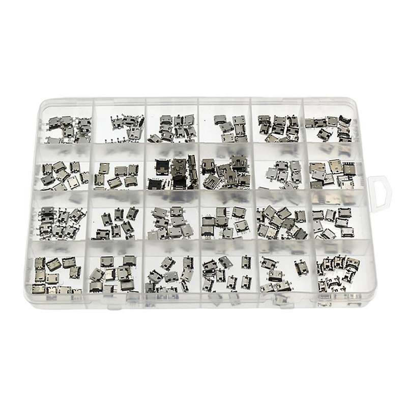 240pcs 24 Kinds Of Mini Female Usb Charging Tail Plug Head Interface