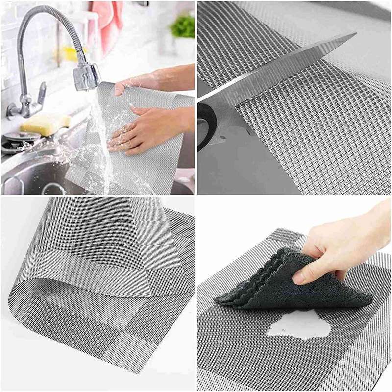 12pcs Placemats Non-slip Washable for Table 45x30cm(silver-gray)