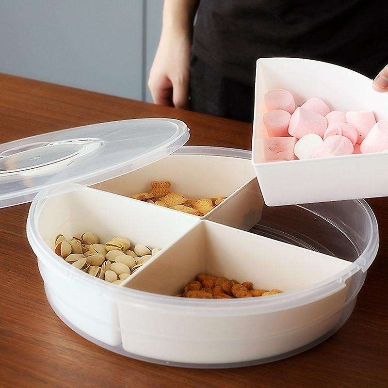 4-compartment Vegetable Tray Snack Storage Box with Lid Fruit