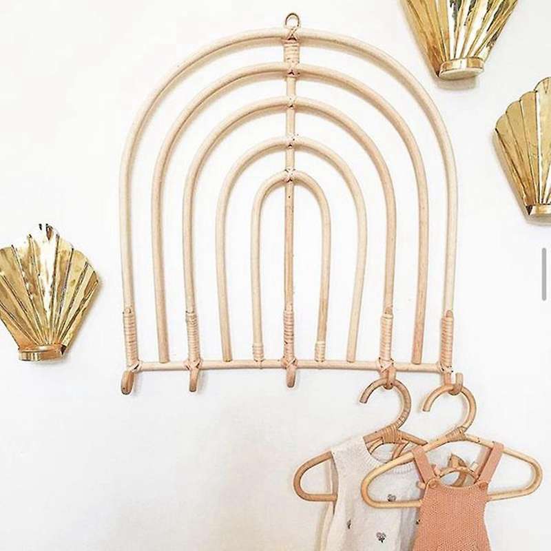 Rattan Wall Hooks Kids Garments Organizer Rack Clothes Hat Hanging