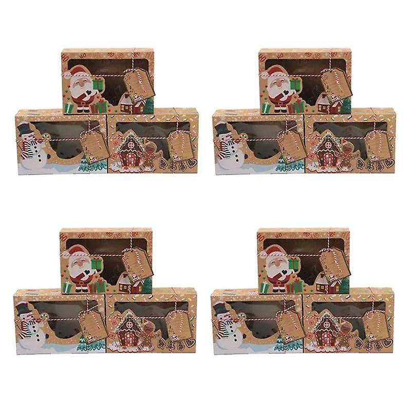 12pcs Kraft Paper Gift Favor Goody Cookie Boxes for Party Christmas
