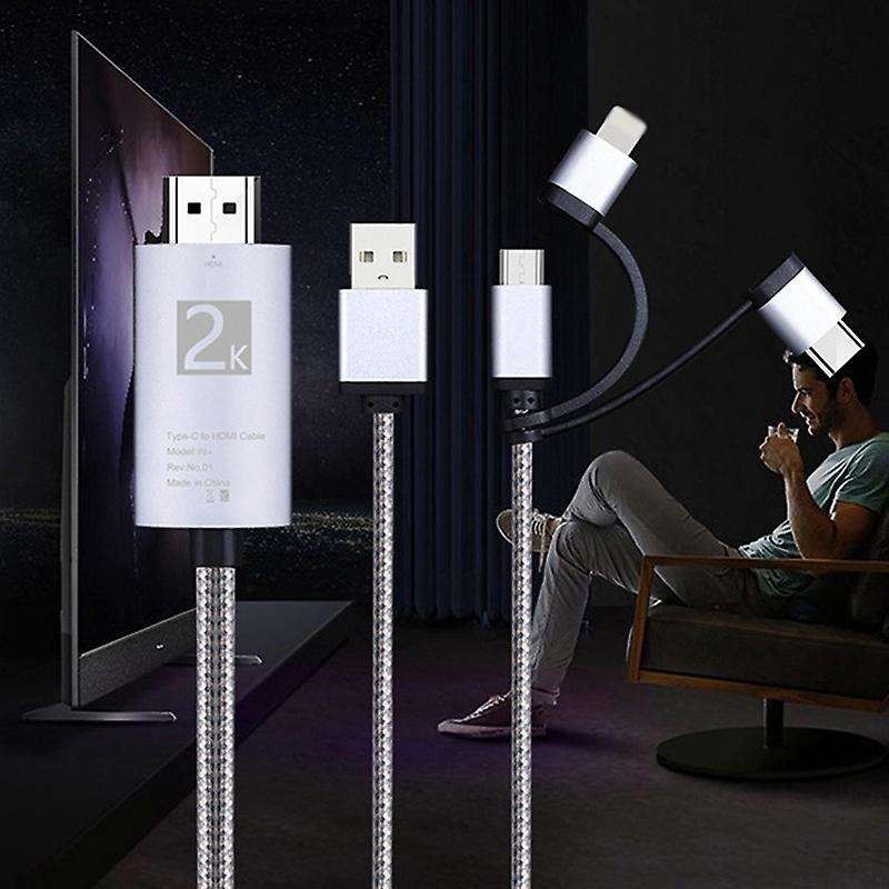 Micro-usb Type C to Hdmi 3 In 1 2k Hdtv Tv Connector Usb Cable