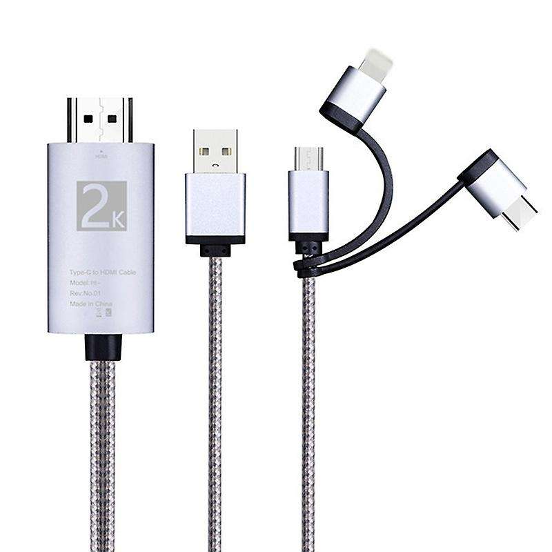 Micro-usb Type C to Hdmi 3 In 1 2k Hdtv Tv Connector Usb Cable