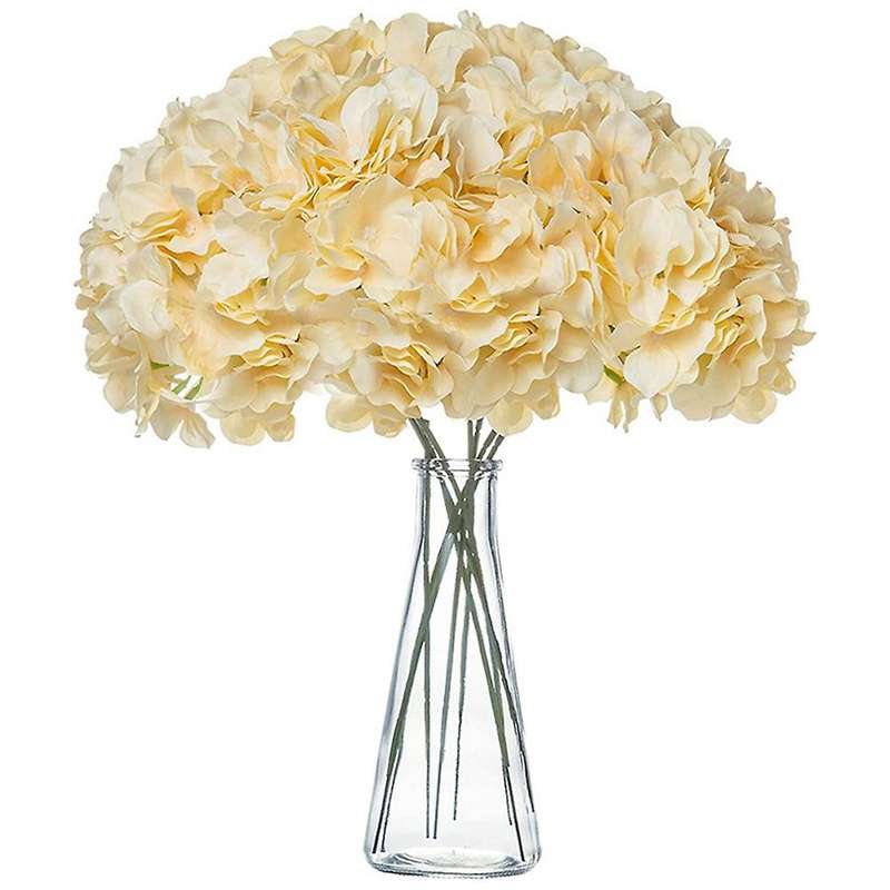 Champagne Hydrangea Silk Flowers Heads Pack Of 20 Full Hydrangea