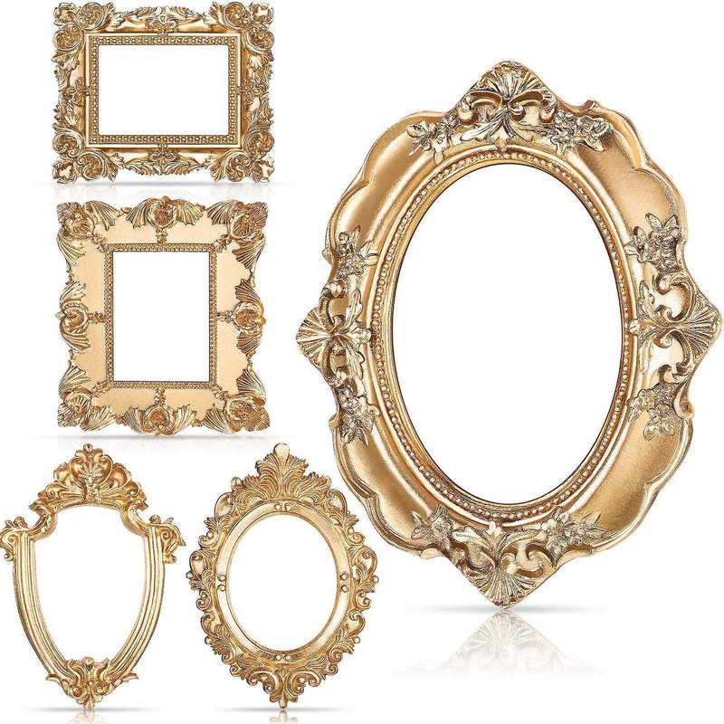 5pcs Vintage Resin Picture Frame Wall Hanging Holiday Hotel Decor