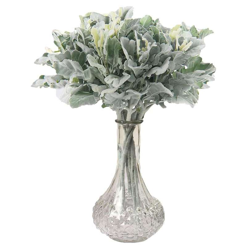 12pcs Artificial Flocked Lambs Ear Leaves Stems 13 Inch Flocked Dusty