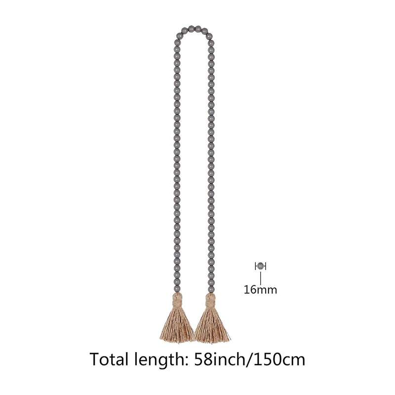 2pcs Wood Bead Garland with Tassels,farmhouse Rustic Country Decor