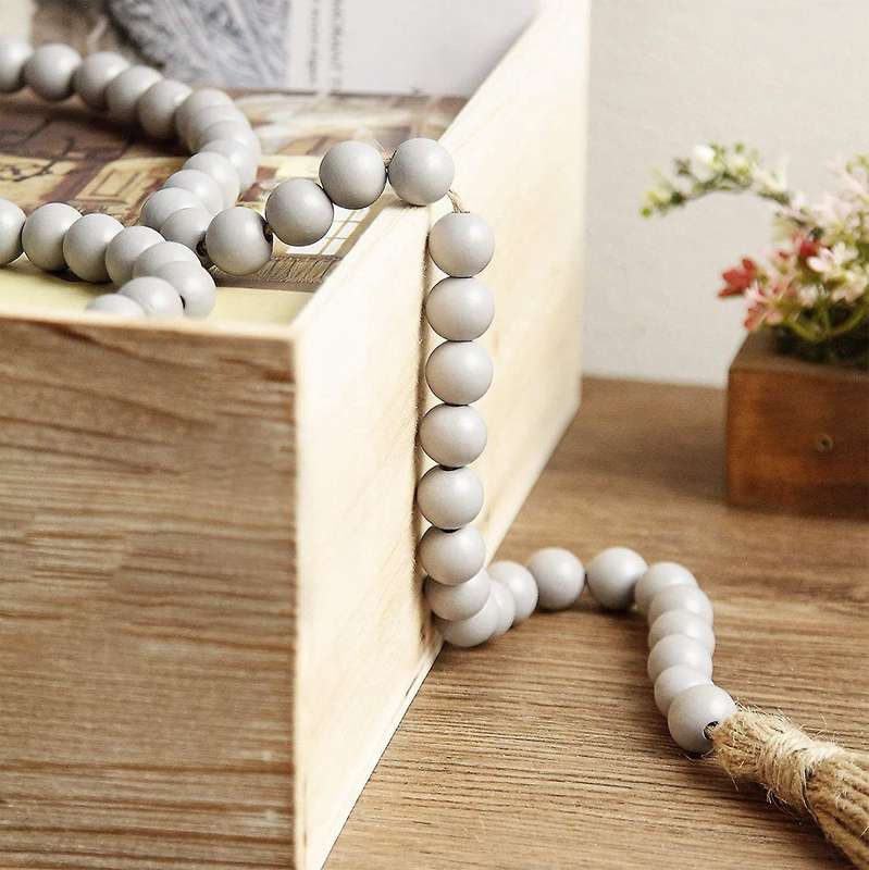 2pcs Wood Bead Garland with Tassels,farmhouse Rustic Country Decor