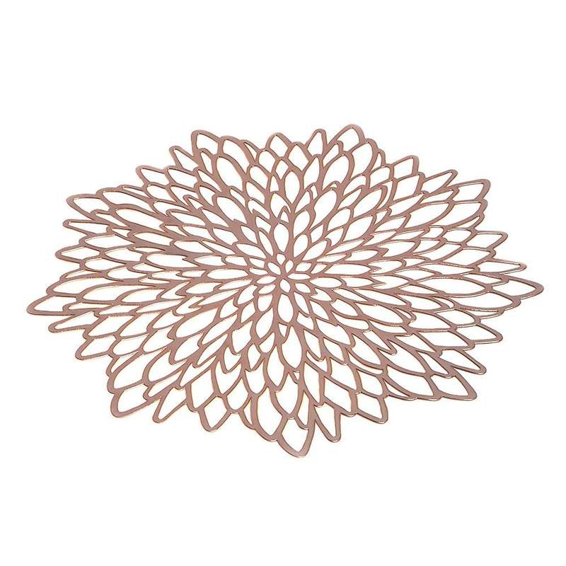 Table Mat Hibiscus Flower Bronzing Pvc Placemat Rose Gold 6 Pieces