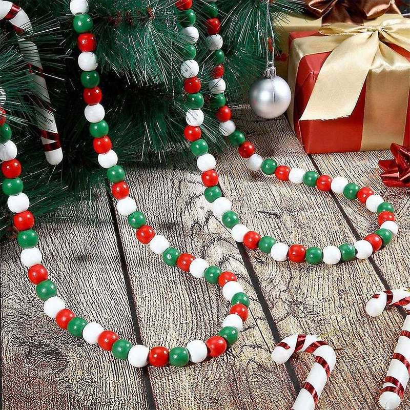 4pcs Christmas Tassel Wooden Bead Garland Kid's Room Wall Home Decor