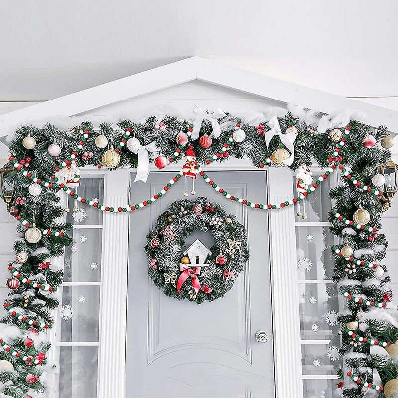 4pcs Christmas Tassel Wooden Bead Garland Kid's Room Wall Home Decor