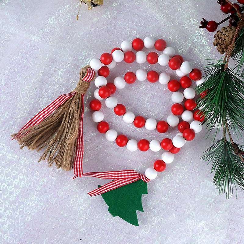 4pcs Christmas Tassel Wooden Bead Garland Kid's Room Wall Home Decor