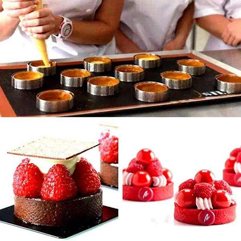 12 Pack Stainless Steel Tart Rings 3 In,perforated Cake Mousse Ring