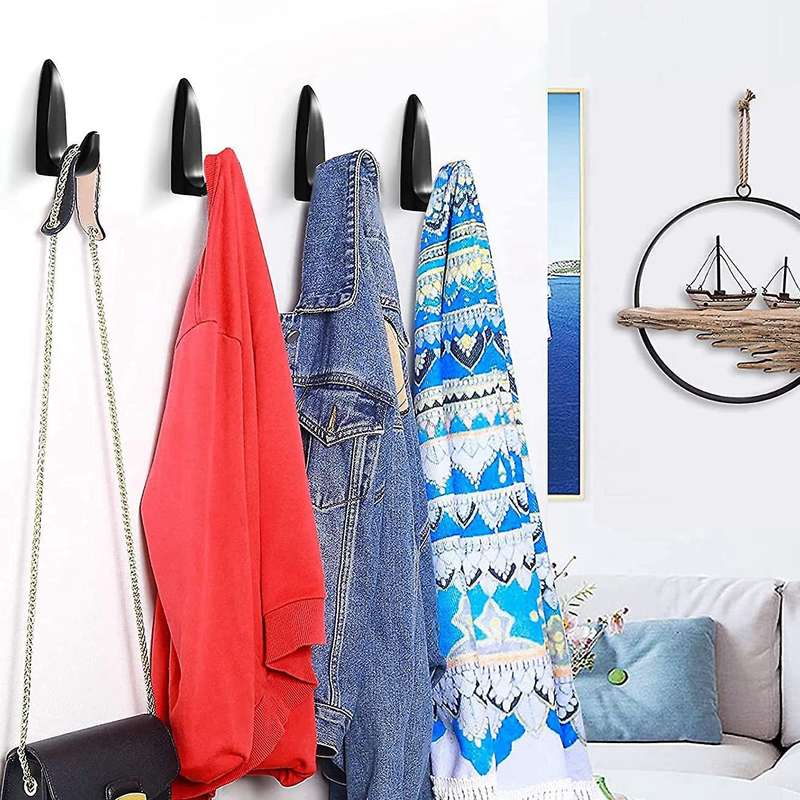 4 Pcs Heavy Duty Wall Mounted Single Hooks Coat Hooks(black)